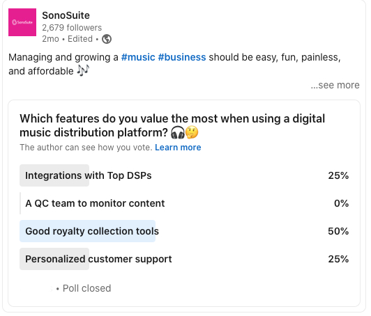 SonoSuite poll about white-label music distribution platforms